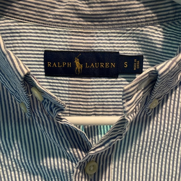 Men’s Small Polo Ralph Lauren Seersucker Shortsleeve Button Up - Picture 4 of 4